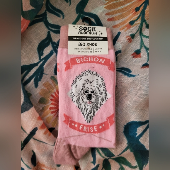 Sock Atomica Bichon Frise Gift Unisex Big Shoe Size Socks - Picture 1 of 1